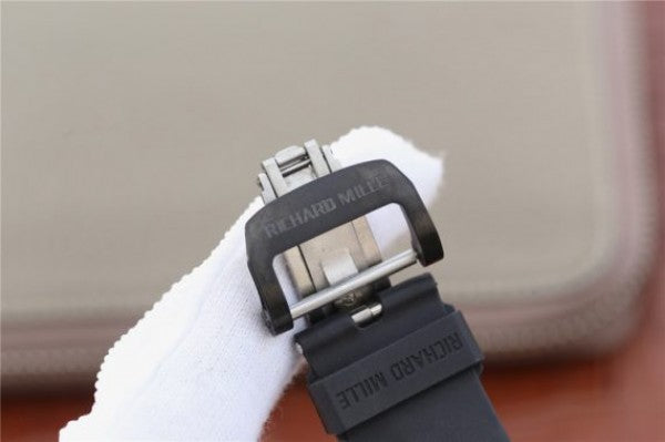 Replica Richard Mille RM011 Black Ceramic PVD Chrono Skeleton Dial Black Rubber Strap A7750