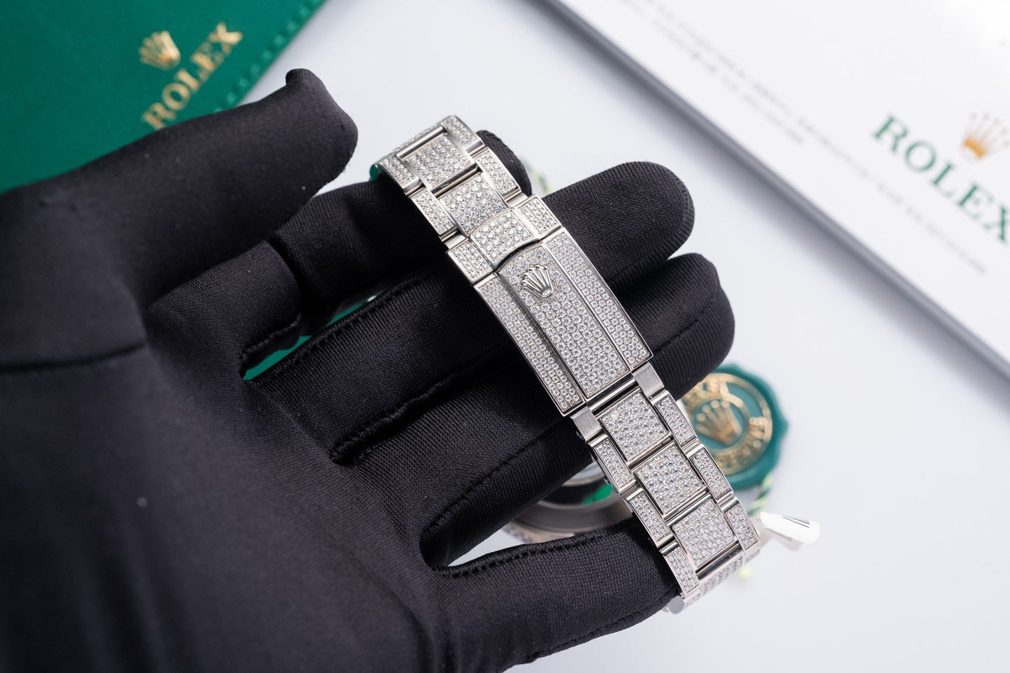 Rolex DateJust Rep 11 Watch Full Diamond Moissanite White 41mm