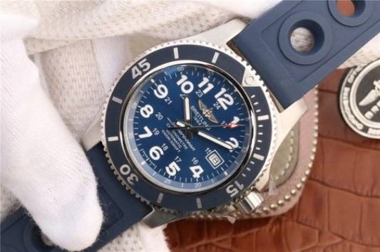 Replica Breitling SuperOcean II 44mm GF Blue Dial Blue Rubber Strap A2824