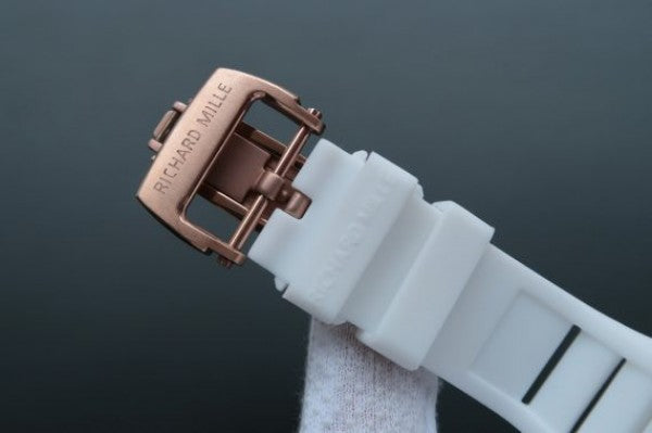 Replica Richard Mille RM052 White Ceramic Gold Skull Dial White Rubber Strap MIYOTA8215