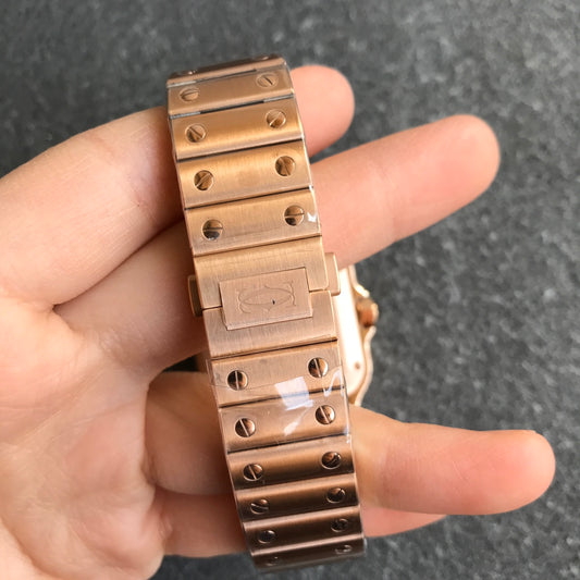 Fake cartier watch Santos large model mechanical movement Silver Dial Rose Gold WGSA0018(1:1 replica)