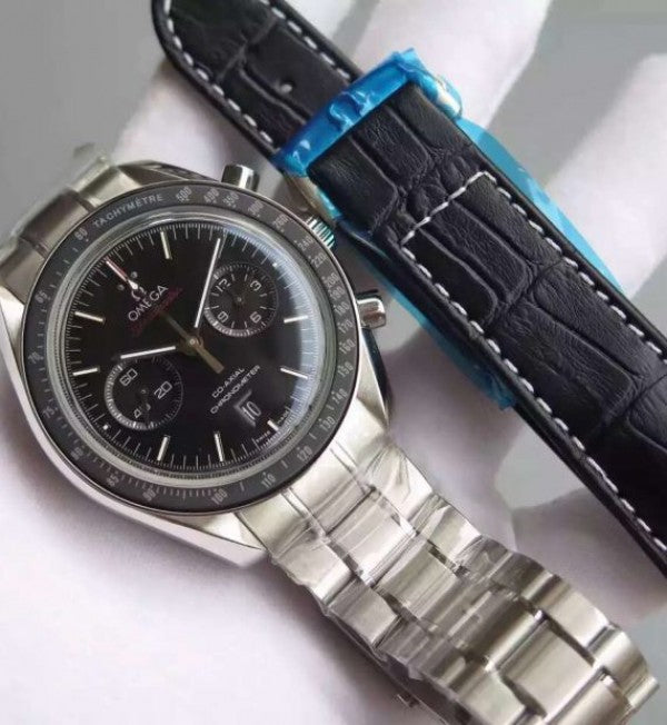 Replica Omega Speedmaster Moonwatch Chrono Dark Side Of The Moon SS Bracelet A9300