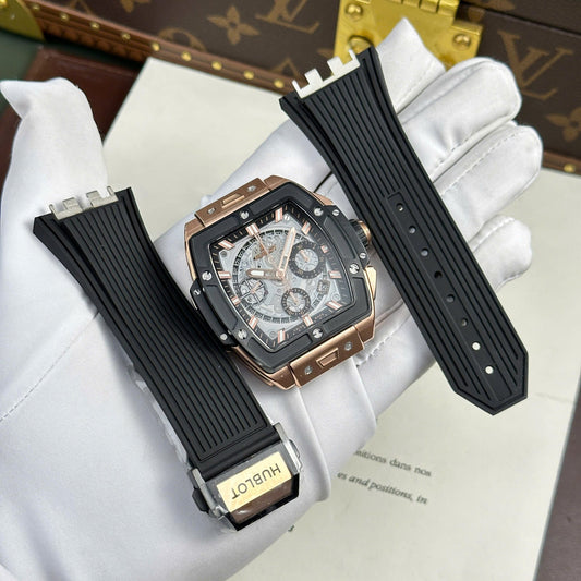 Hublot Spirit Of Big Bang King Gold Replica Watches Bezel Black BBF Factory 42mm