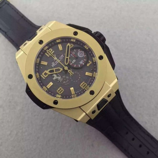 Replica Hublot Big Bang Ferrari Limited Edition YG Black Dial Black Rubber Strap A7753