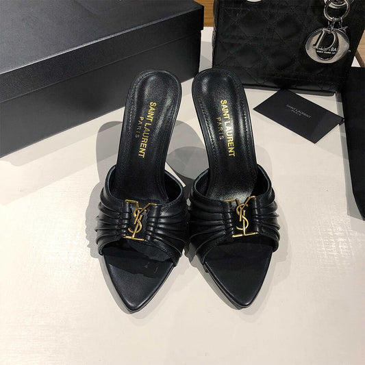 YSL BABYLONE MULES IN SMOOTH LEATHER