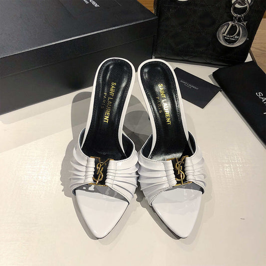 YSL BABYLONE MULES IN SMOOTH LEATHER