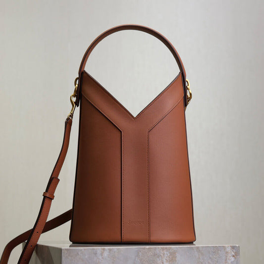 YSL Y top-handle bucket in leather(HIGH-END GRADE)