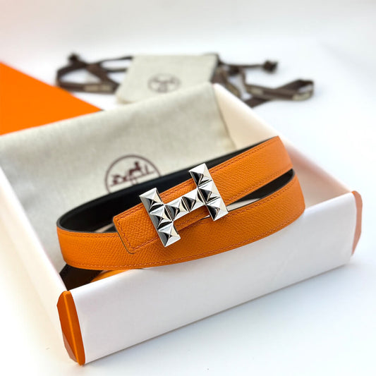 H Infini belt buckle Reversible leather strap 24 mm