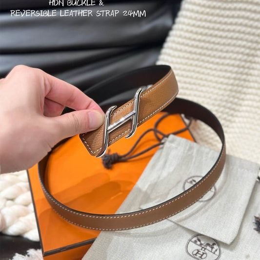 HDN belt buckle Reversible leather strap 24 mm
