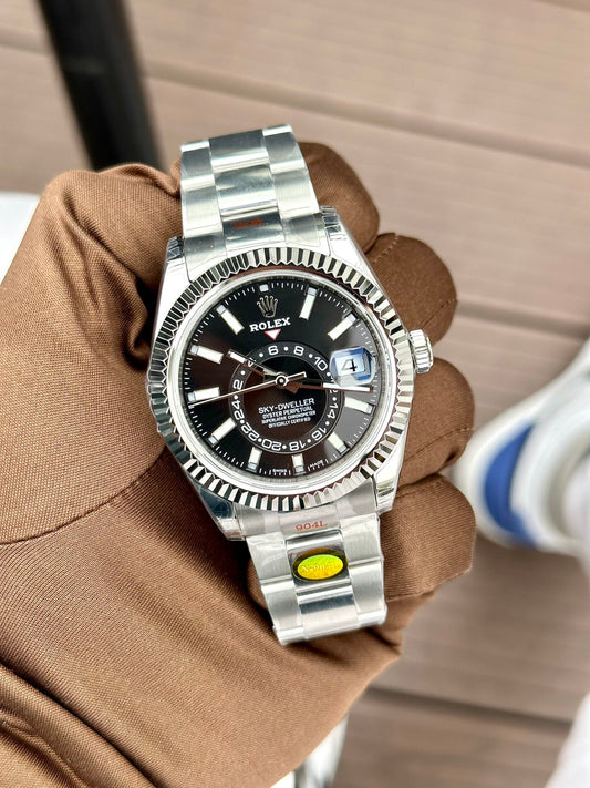 Rolex Sky-Dweller Replica 1:1 Watch Black Dial Silver N Factory 41mm Watch