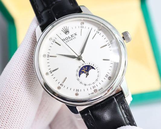 Rolex?? Cellini Moonphase-40mm-Leather-White(1:1 replica)