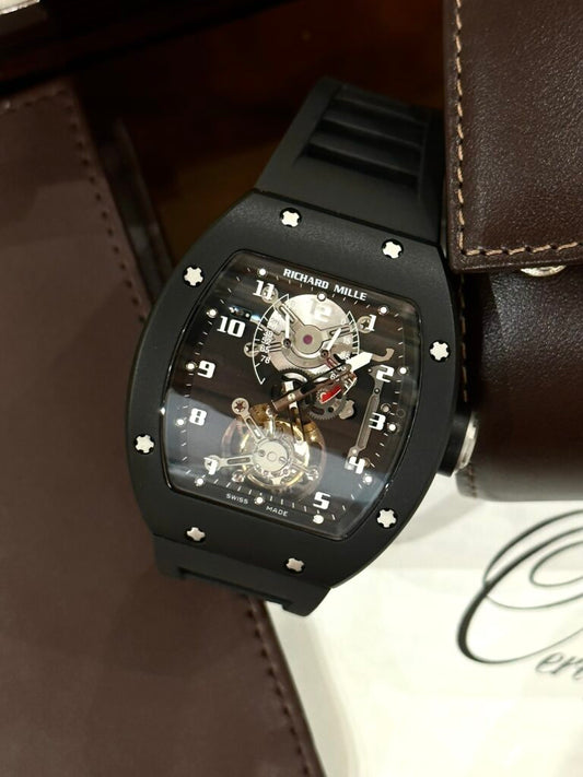 Richard Mille Replica 11 Watch RM001 Tourbillon Black Ceramic Highest Quality 42mm