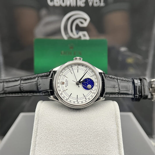 Rolex Moonphase 50535 Replica Watch Black Leather Strap 39mm