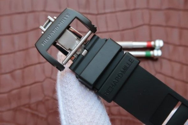 Replica Richard Mille RM055 Black Ceramic Red Inner Bezel Skeleton Dial Black Rubber Strap MIYOTA8215
