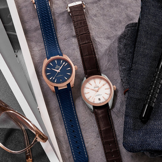 Seamaster Aqua Terra 150M Co-Axial Master Chronometer 41mm Sedna Gold Blue Dial On Rubber Strap(1:1 replica)