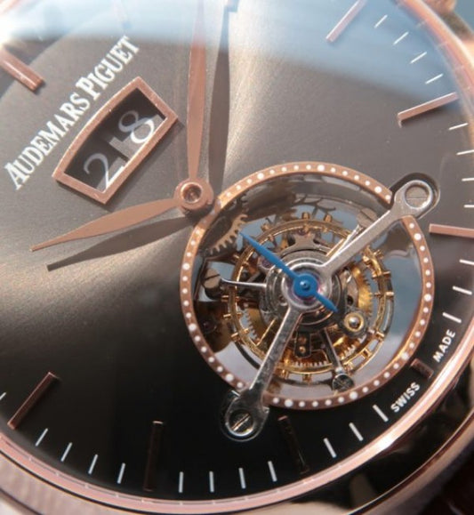 Replica Audemars Piguet TF Jules Tourbillon RG Big Date Gray Dial