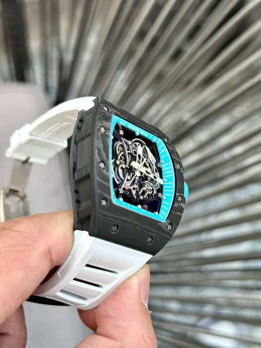 Richard Mille RM055 Replica Watch Full Carbon White Rubber Strap BBR 45mm