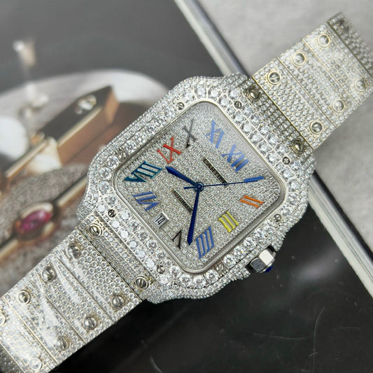 Cartier Santos Best Replica Watch With Full Stone 39.8mm