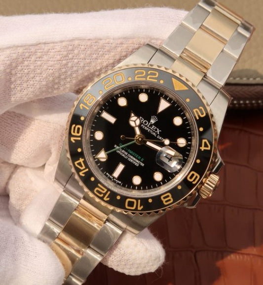 Replica Rolex GMT-Master II 116713 LN Black Ceramic Thick YG Wrapped Noob A3186