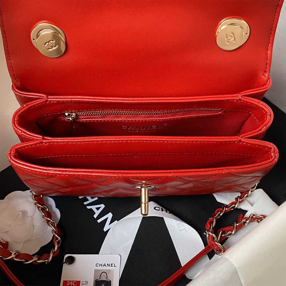 CHANEL Mini Flap Bag with Top Handle(HIGH-END GRADE)