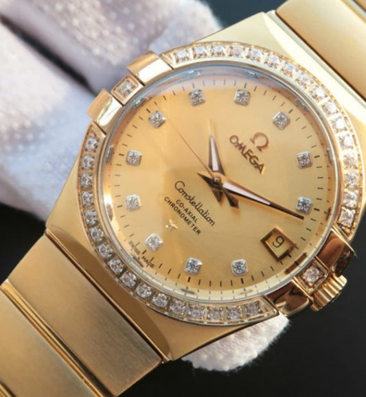 Replica Omega V6 Constellation YG Dial Diamonds Bezel Markers YG Bracelet A2500