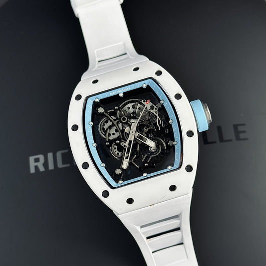 Richard Mille Replica 1:1 Watch RM055 Ceramic Bubba Wasson Blue Factory BBR 45mm