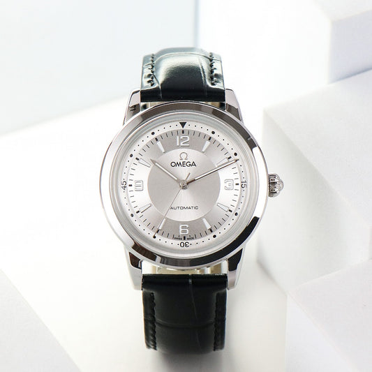 Omega Seamaster Mechanical Watch 40mm Italian imported calfskin black leather(1:1 replica)