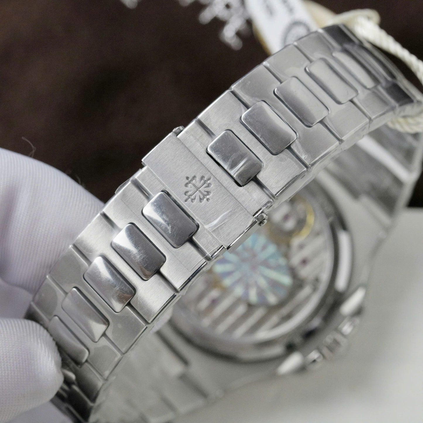 Patek Philippe Nautilus 5724G Refined Dial Replica Watch Custom Diamonds Moissanite Baguette 40mm