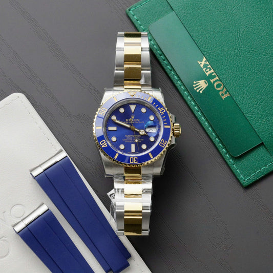 Rolex Submariner Dial Blue Copies Watches Custom Gold Wrapped 40mm