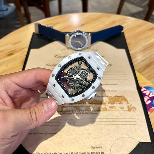 Richard Mille RM055 Best Replica Watch White Rubber Strap 45mm