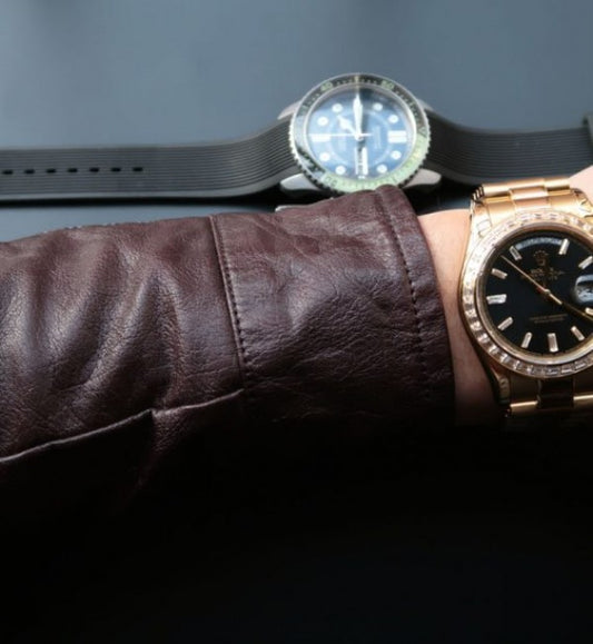 Replica Rolex Noob Day-Date 218399 YG Black Dial Bracelet A3255