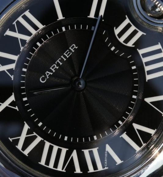 Replica Cartier TWF Ballon Bleu 46mm Black Textured Dial Leather Strap MIYOTA9015
