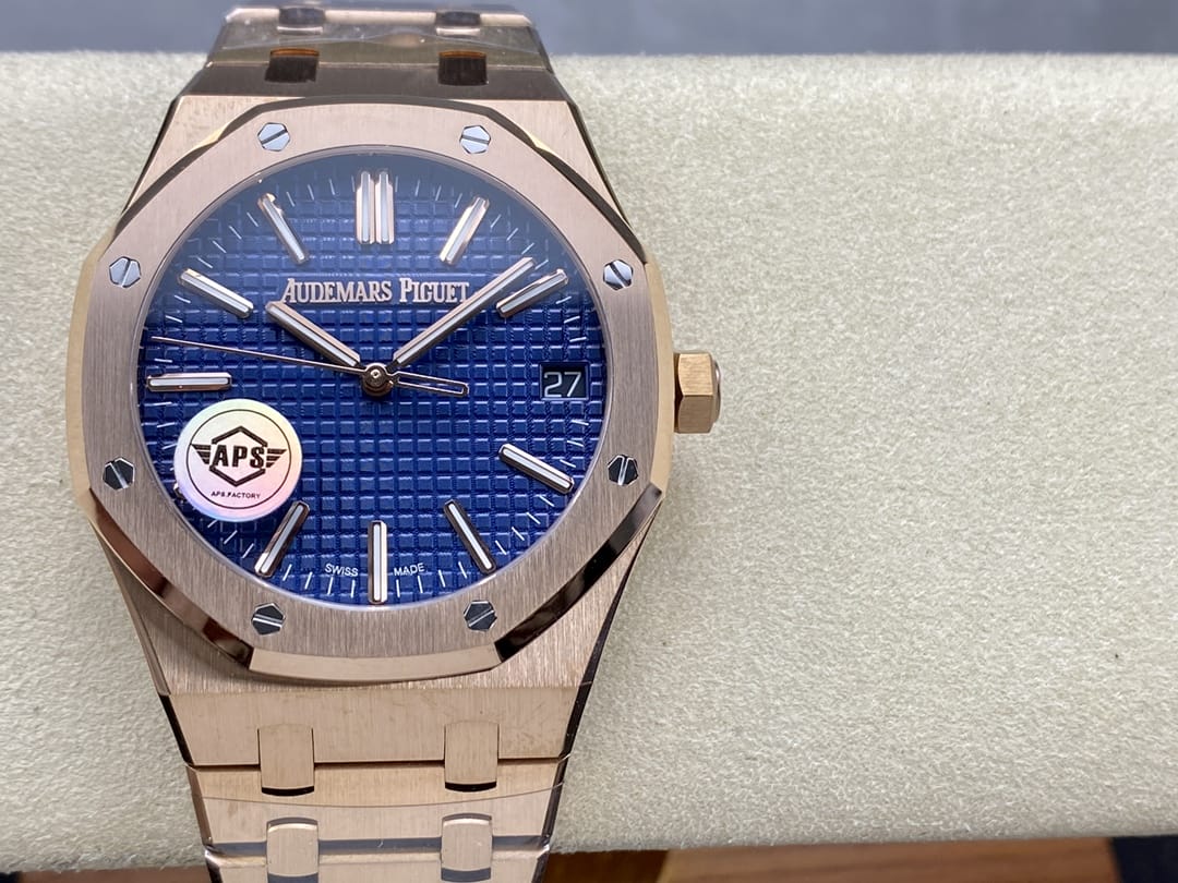 Audemars Piguet Replica AP Watch Royal Oak Selfwinding ¡°50th Anniversary¡± 41mm Rose Gold Blue Dial 15510OR.OO.1320OR.01-APS(1:1 replica)