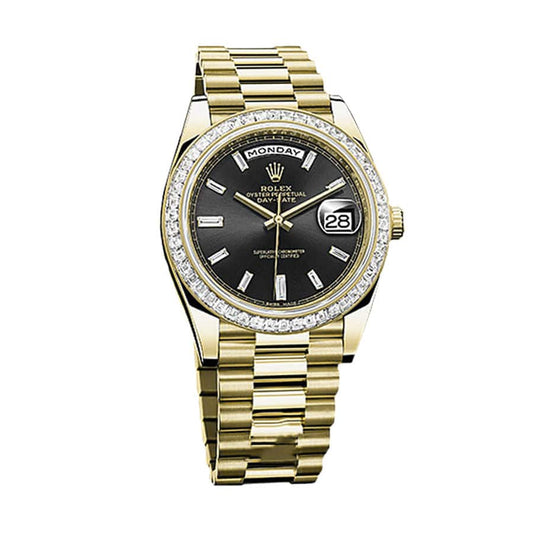 Rolex Day-Date 228398TBR Yellow Gold Diamonds Black Dial Replica