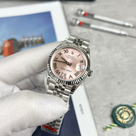 Rolex DateJust Women s Best Replica Watch Pink Dial Jubilee Strap EW 31mm