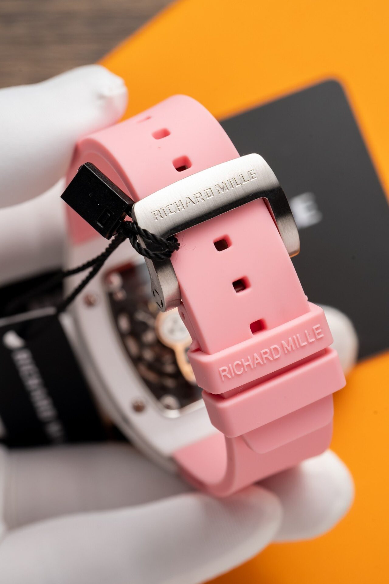 Richard Mille RM07-01 Ceramic Best Replica Watch Pink Rubber Strap 36mm