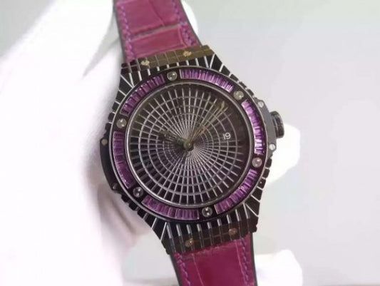 Replica Hublot Big Bang 41mm Tutti Frutti Maroon Caviar on Gummy Strap A2824