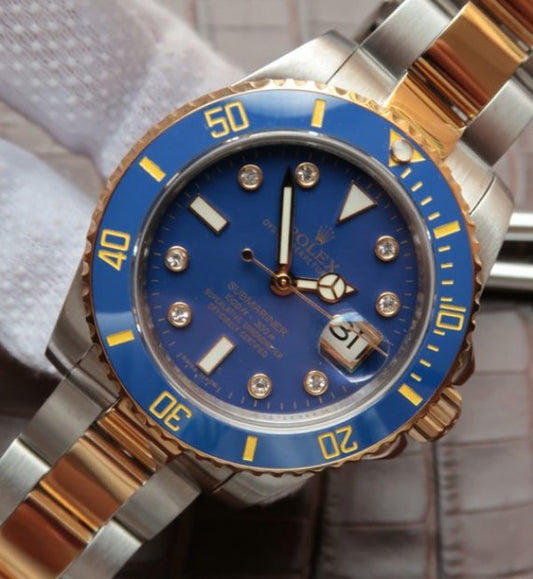 Replica Rolex Submariner 116613 Noob YG Wrapped Blue Dial SS/YG Bracelet A3135