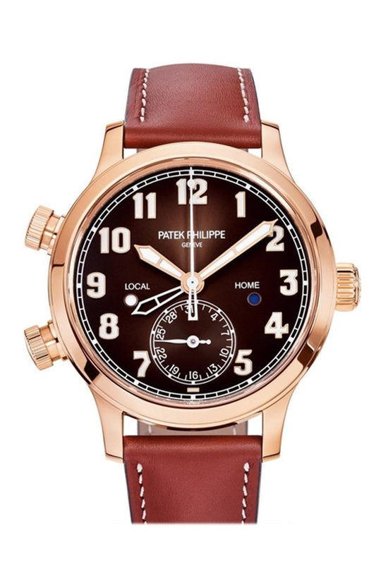 Patek Philippe Complications Calatrava Pilot Travel Time Brown Sunburst Dial Automatic Ladies Watch 7234R-001(1:1 replica)