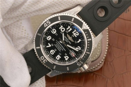 Replica Breitling SuperOcean II 44mm GF Black Dial Black Rubber Strap A2824