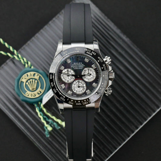 Rolex Replica Watch Daytona Dial Mother Of Pearl Moissanite Diamonds Custom 40mm