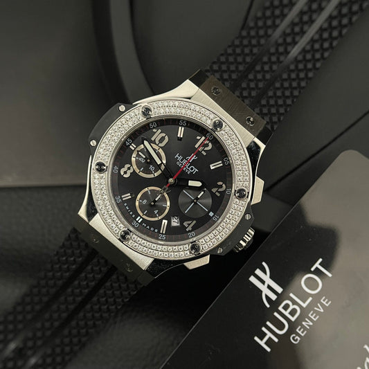 Hublot Big Bang Men s High Quality Replica Diamond Watch Rubber Strap 44mm
