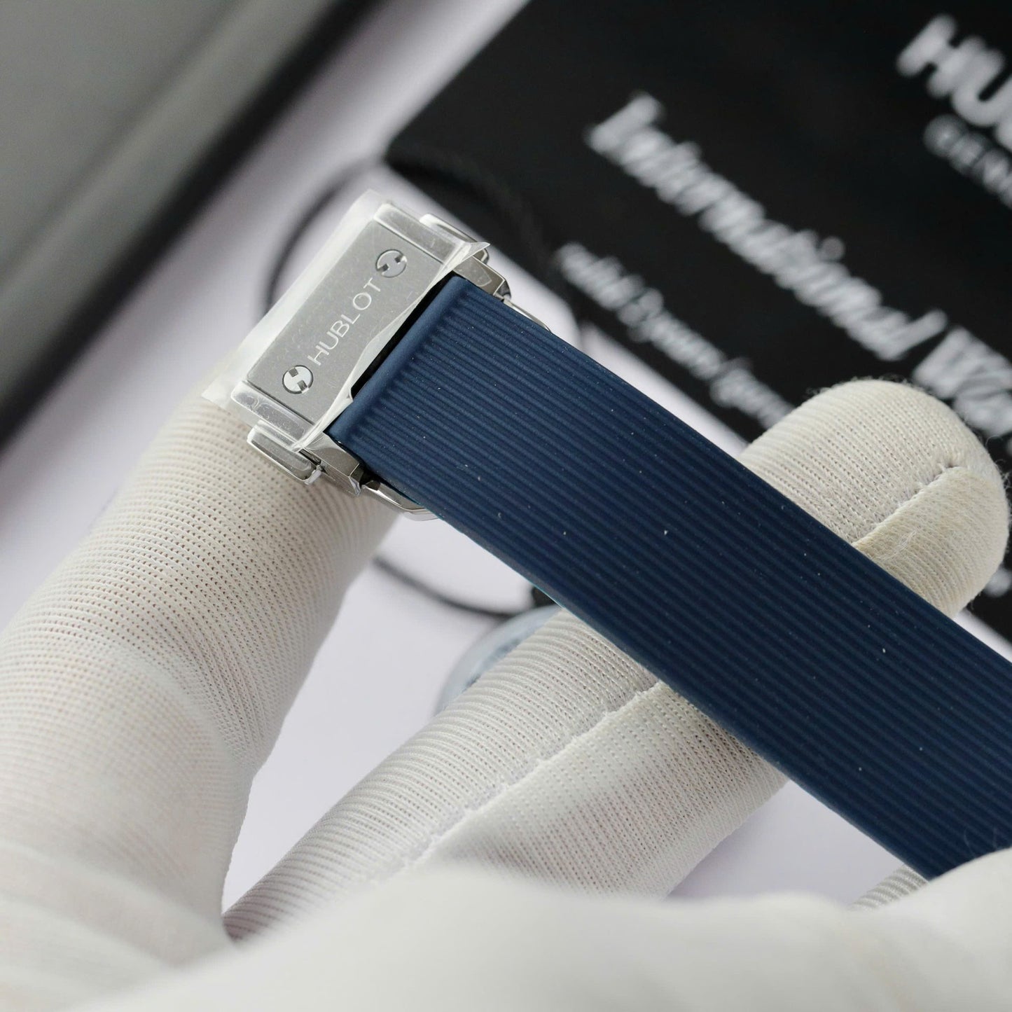 Hublot Classic Fusion Titanium Dial Blue Replica Watch Custom Moissanite Diamonds 33mm