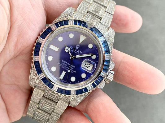Rolex Submariner Diamond Pav¨¦ Special-Blue Diamonds-full diamonds-40MM(1:1 replica)