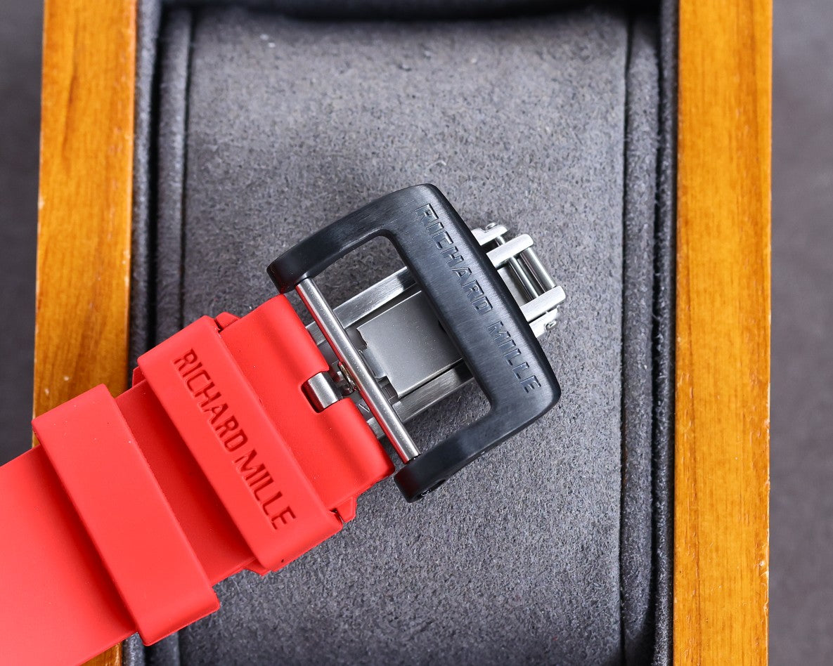 Best Richard Mille RM 50-03 Mclaren Replica Red Strap Watch For Men ¨C Red Carbon Skeleton Dial with Swiss Movement