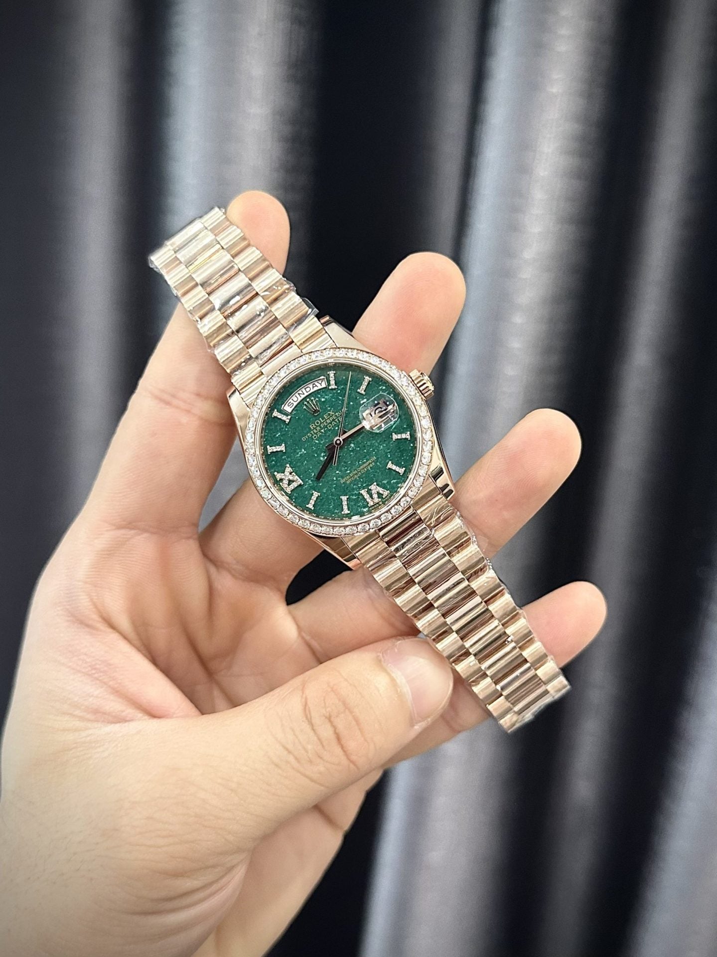 Rolex Best Replica Watch Day-Date 128235 Gold Wrapped And Moissanite Diamond Custom 36mm