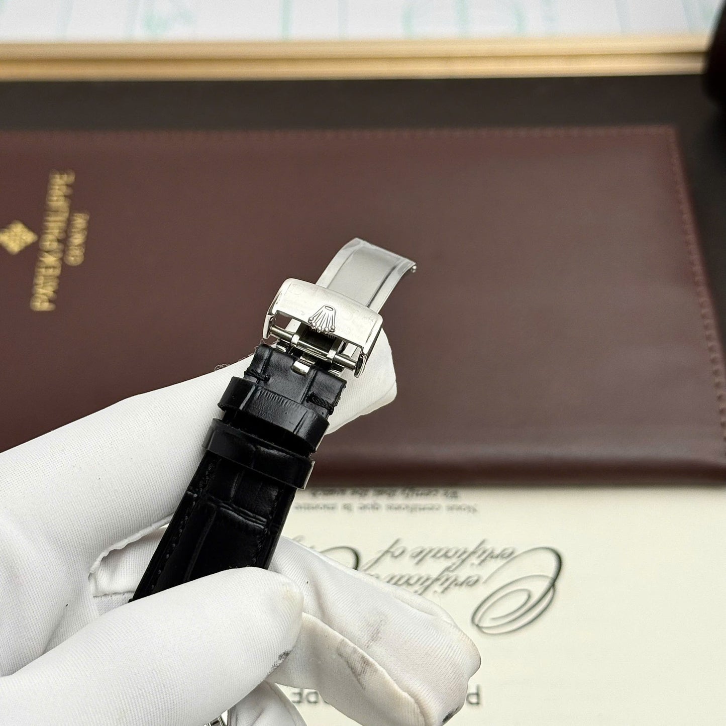 Rolex Perpetual 1908 Fake Watches Tiffany Dial Leather Strap Black 39mm