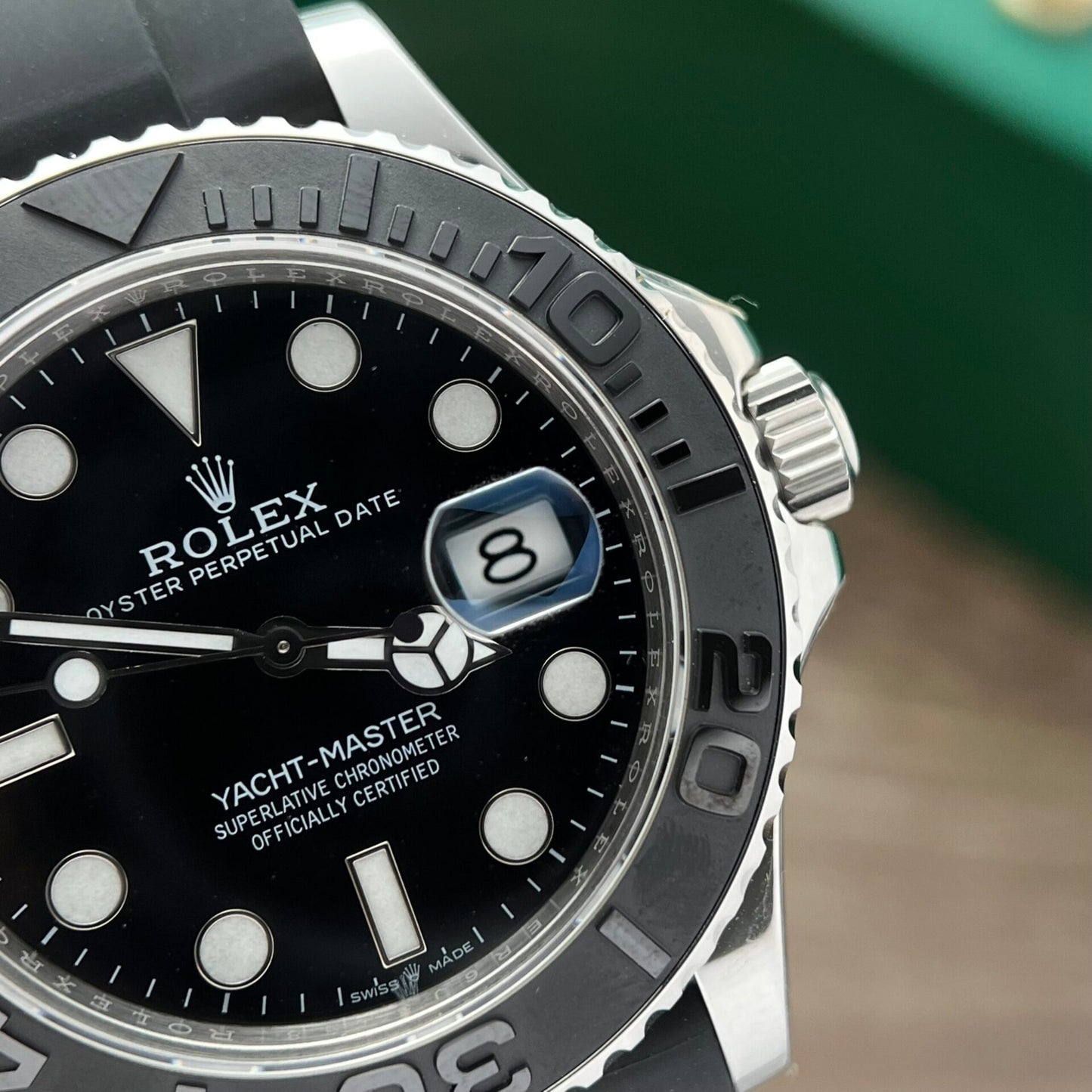 Rolex Fake Clone Yacht-Master Black Dial Rubber Strap EW Factory 40mm