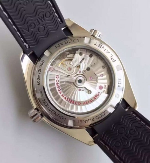 Replica Omega Planet Ocean 600M GMT Black/Silver Bezel Black Dial Rubber Strap A8906
