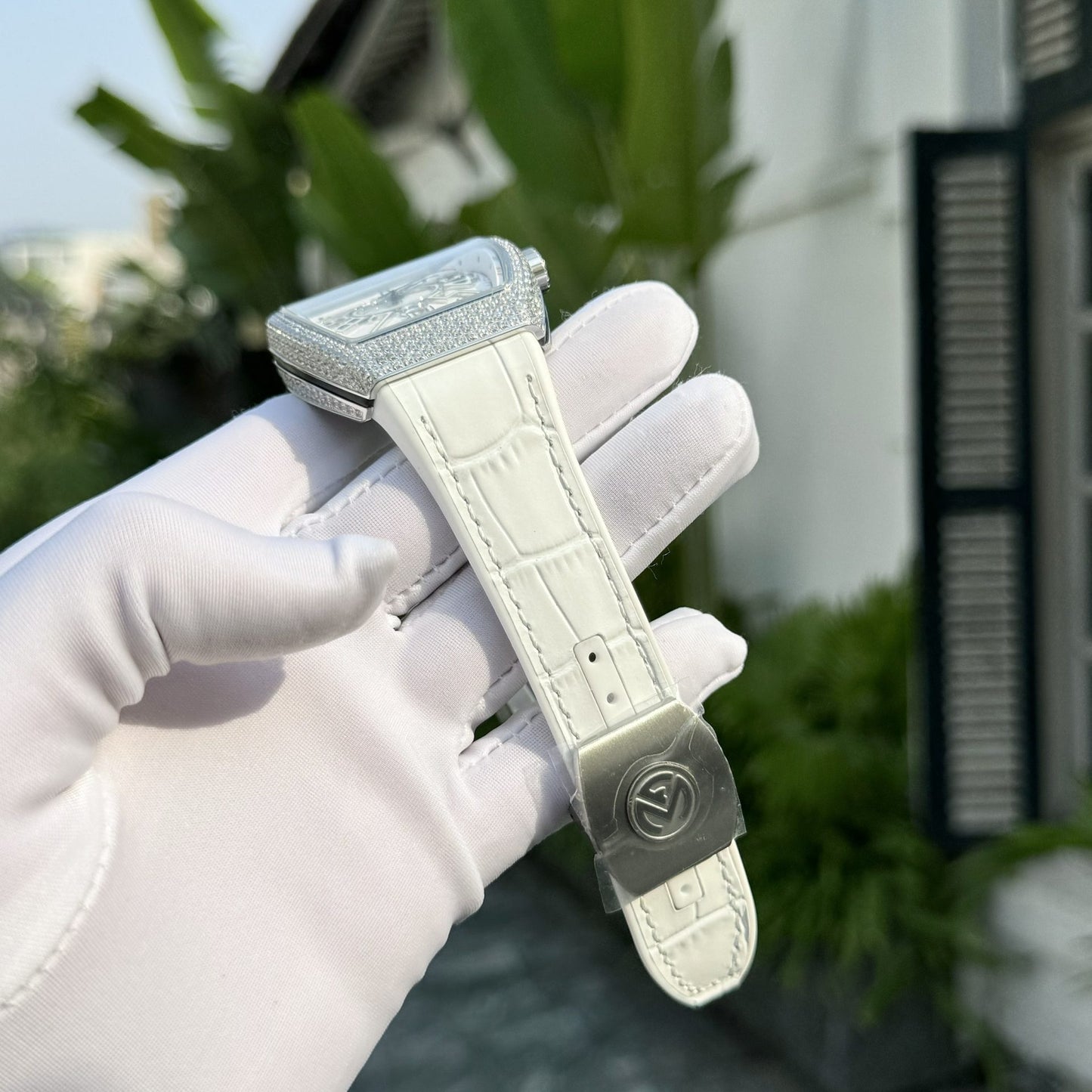 Franck Muller Vanguard V45 White Face With Stone Best Replica Watch ABF Factory 45mm
